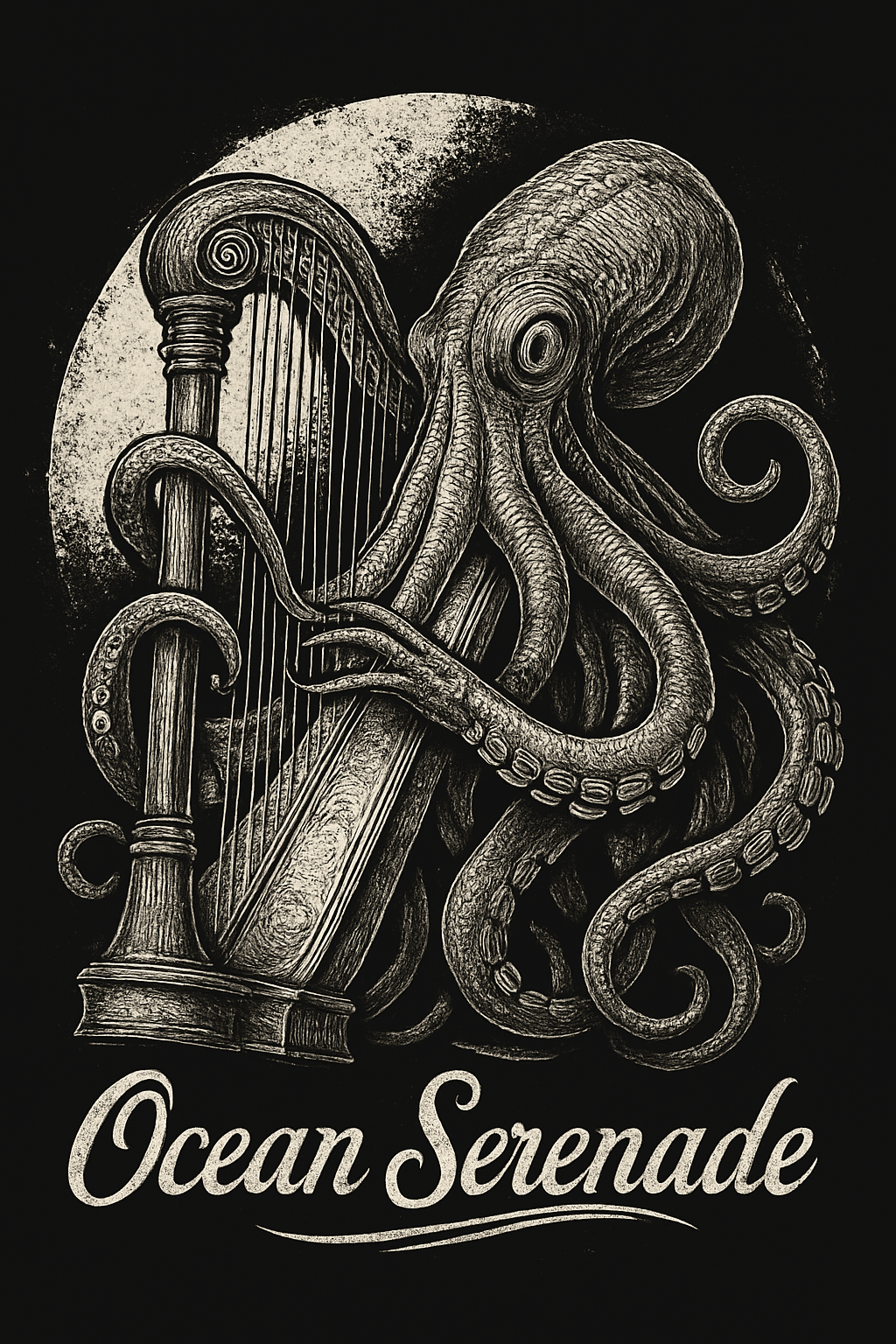 Octopus Playing Harp Ocean Serenade