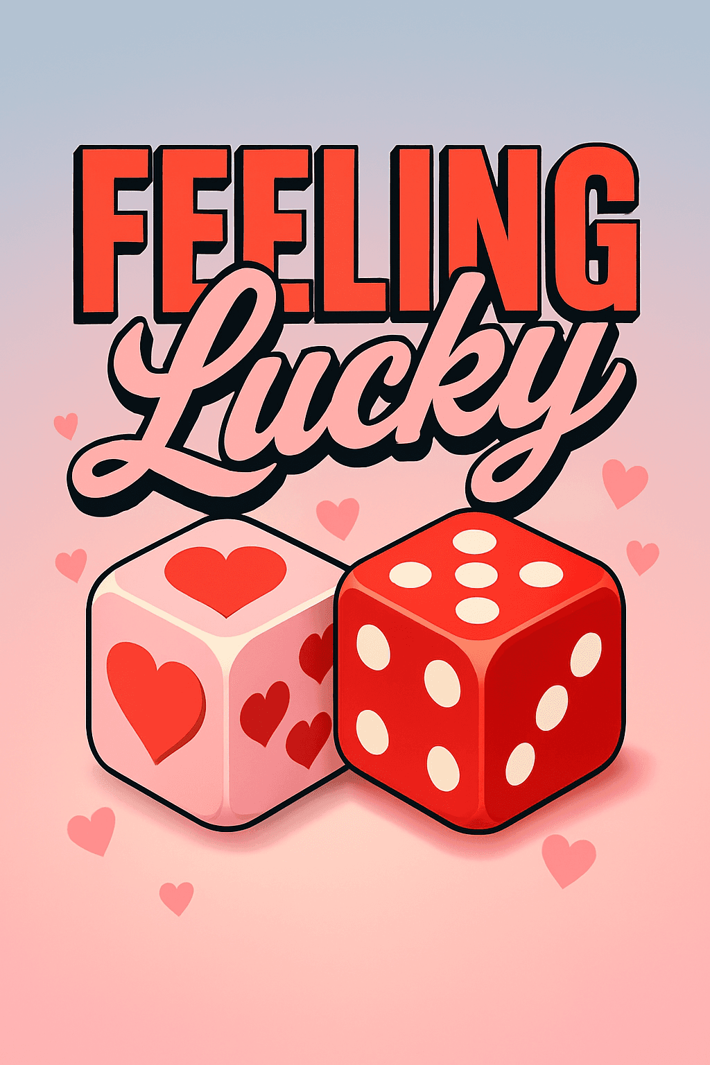 Feeling Lucky Dice with Hearts Poster