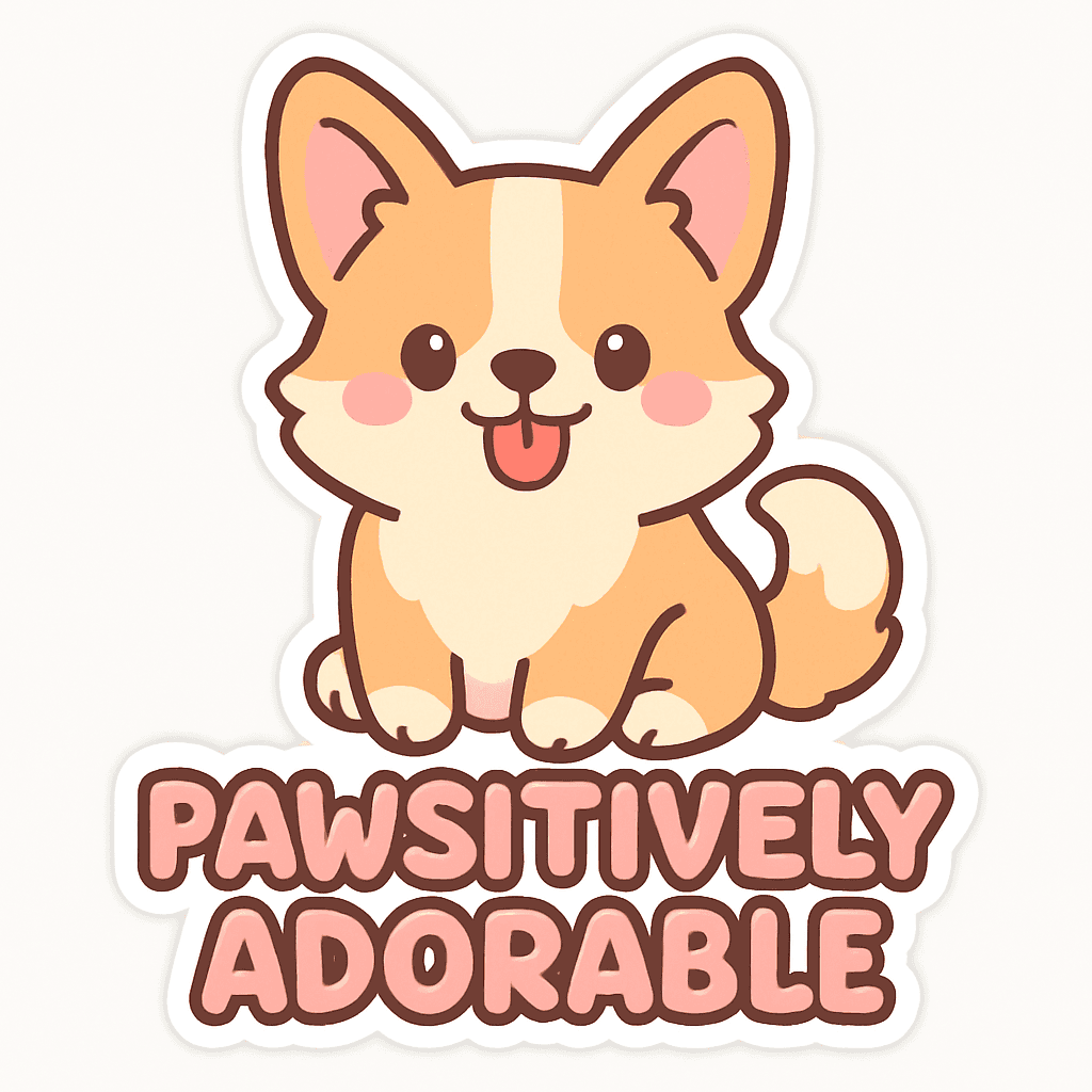 Cute Corgi Puppy with 'Pawsitively Adorable' Text