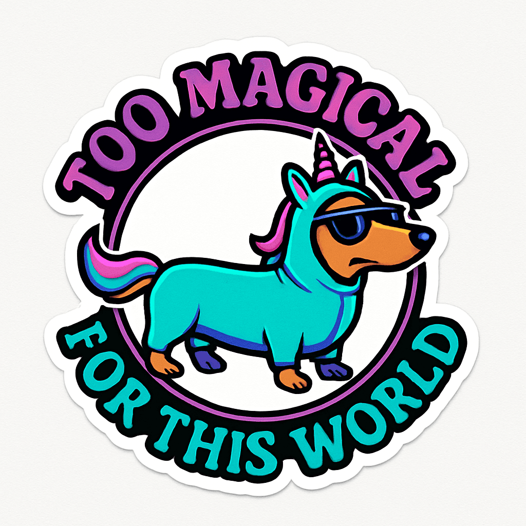 Cool Corgi in Unicorn Costume Sticker