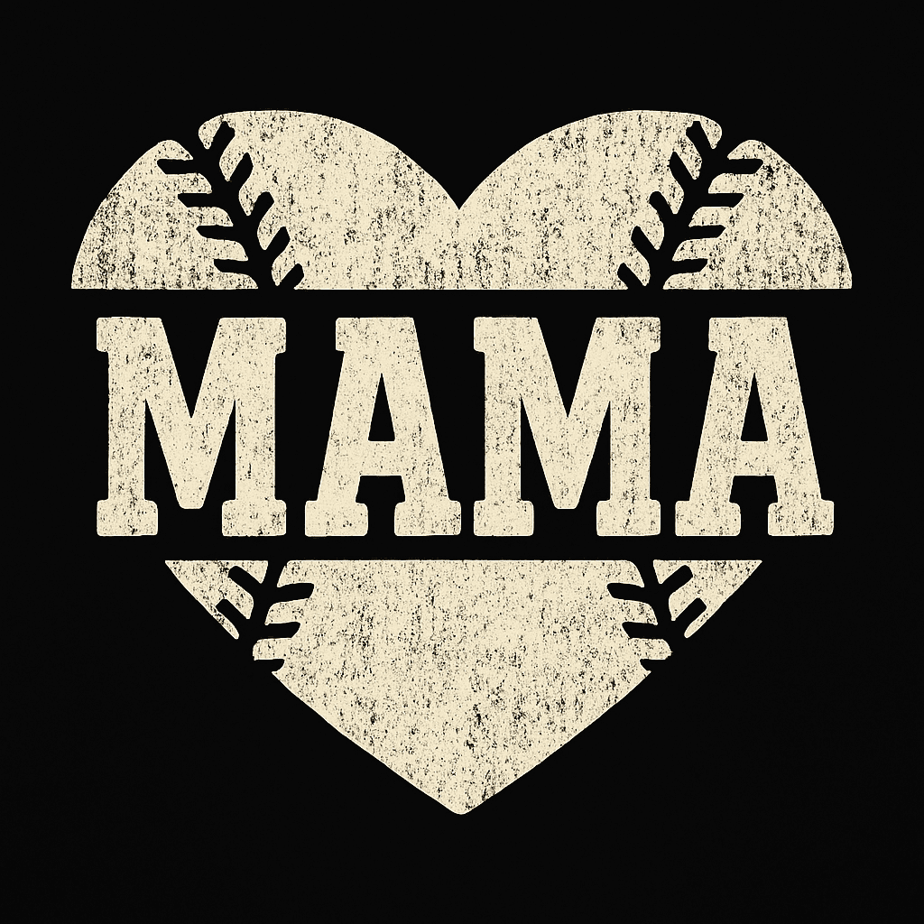 Vintage Baseball Heart MAMA Logo