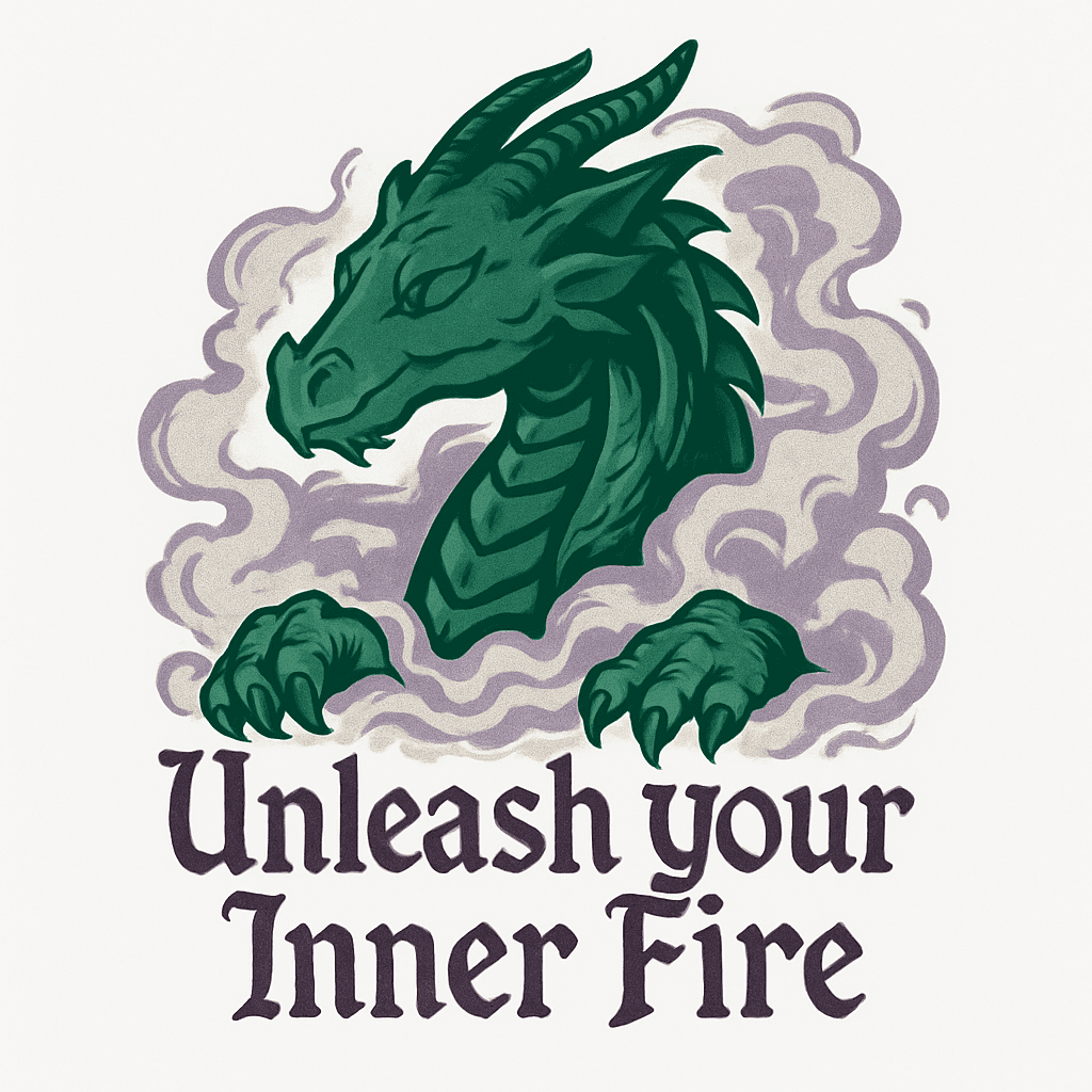 Mystical Dragon with 'Unleash Your Inner Fire' Quote