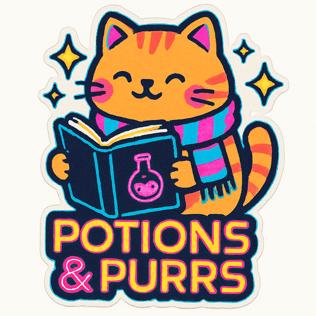 Cute Cat Brewing Potions Sticker Design