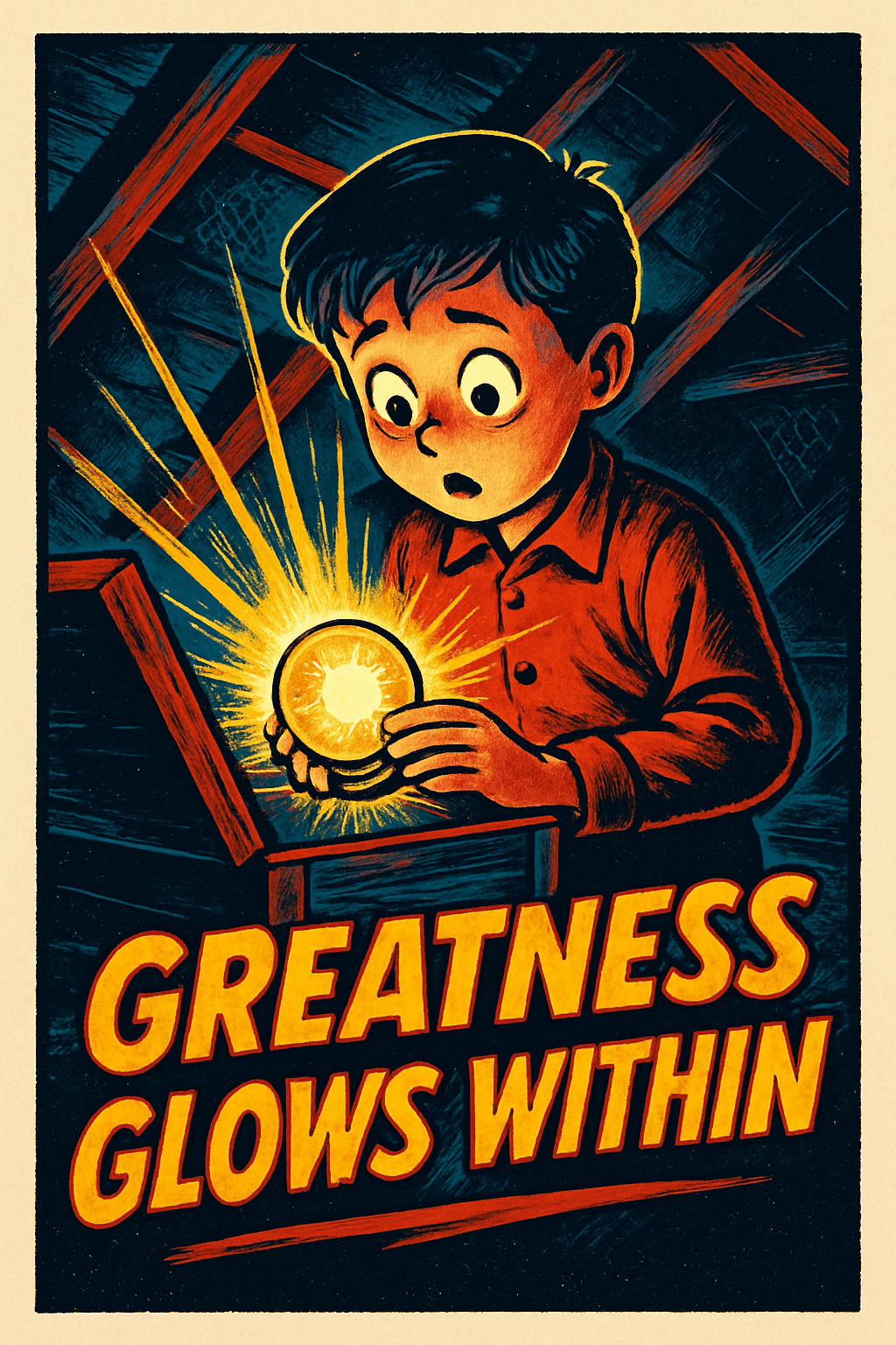 Vintage-Inspired Boy Discovering Inner Greatness