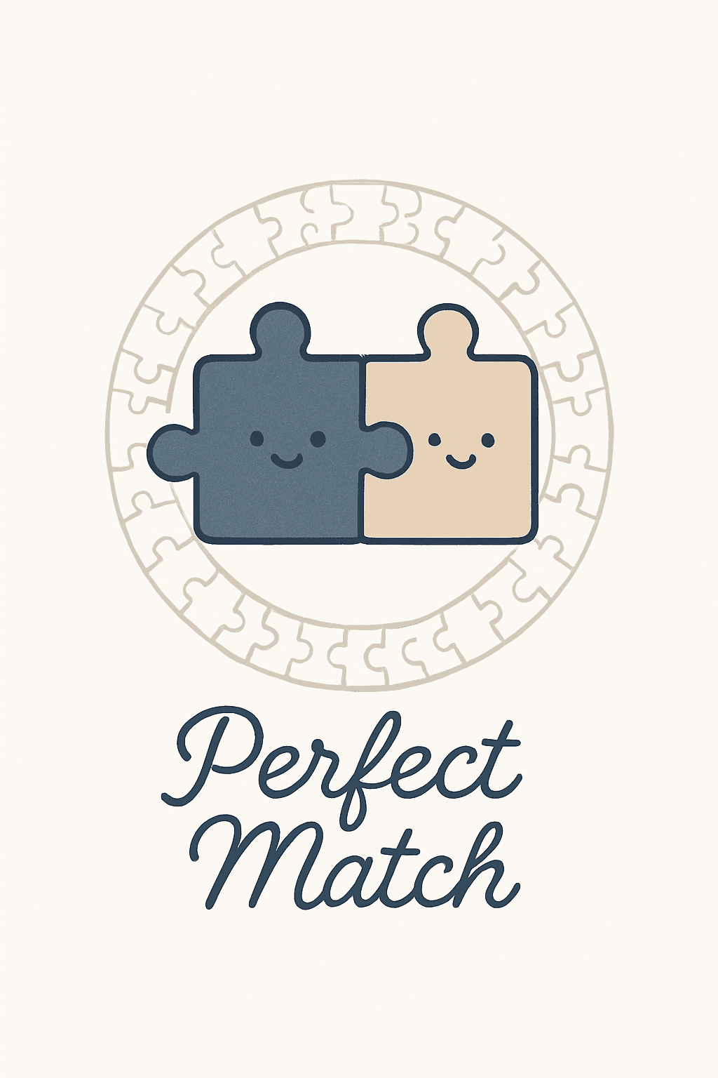 Cute Puzzle Pieces Perfect Match Design