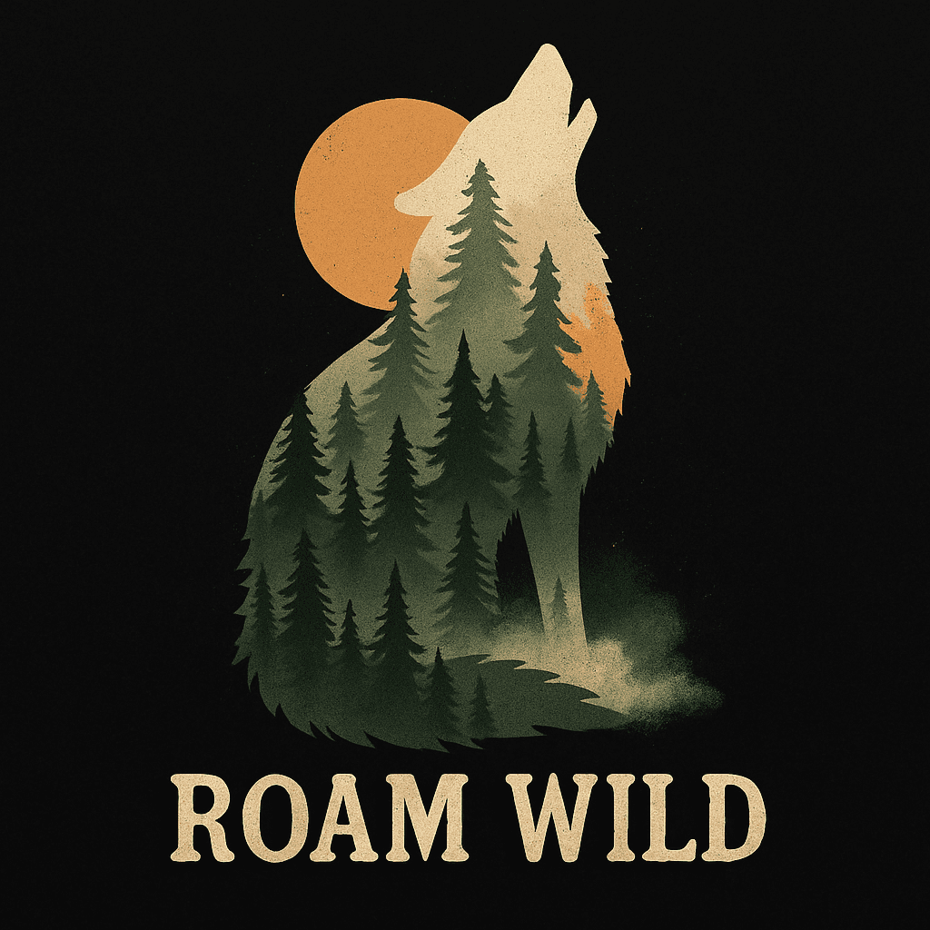 Roaming Wild Wolf with Forest Silhouette