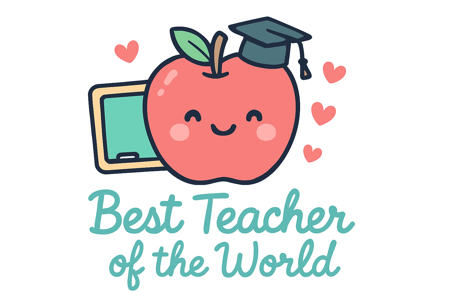 Cute Best Teacher Apple with Graduation Cap