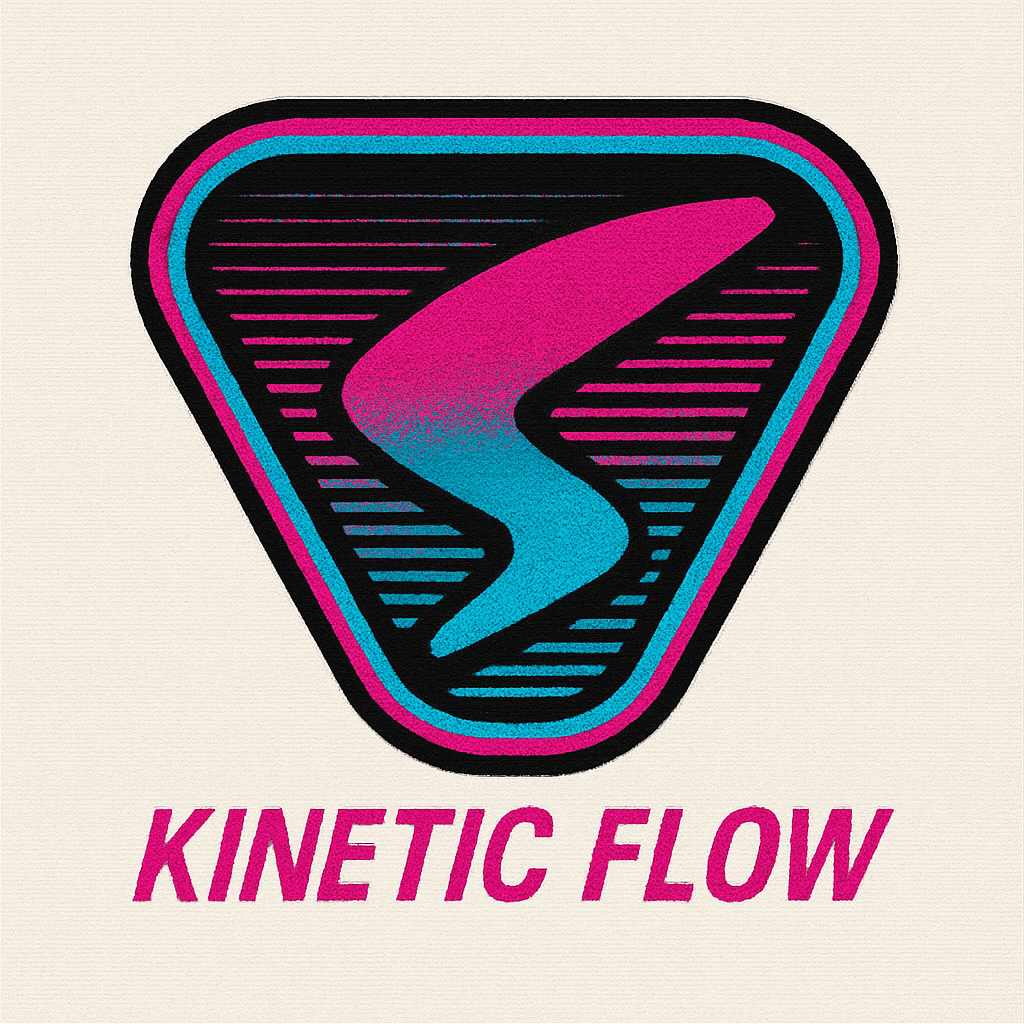 Retro Neon Kinetic Flow Logo Badge