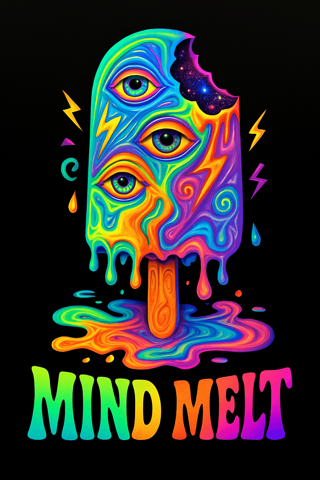 Psychedelic Melting Popsicle with Three Eyes